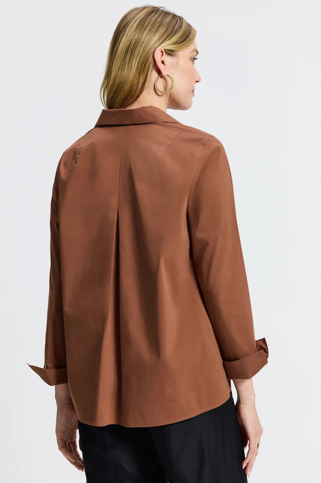 AGNES STRETCH LONG SLEEVE POPOVER SHIRT