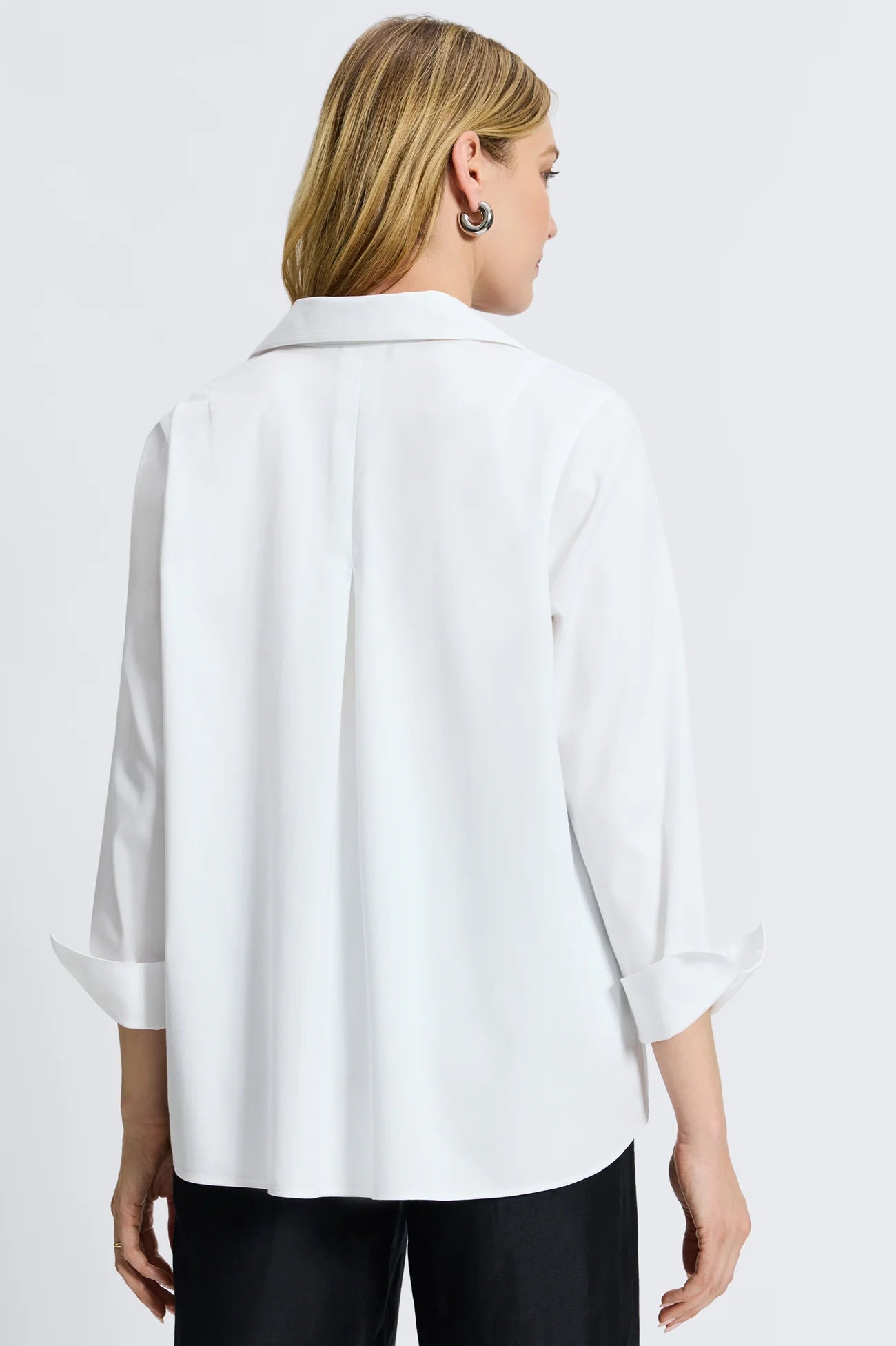 AGNES STRETCH LONG SLEEVE POPOVER SHIRT