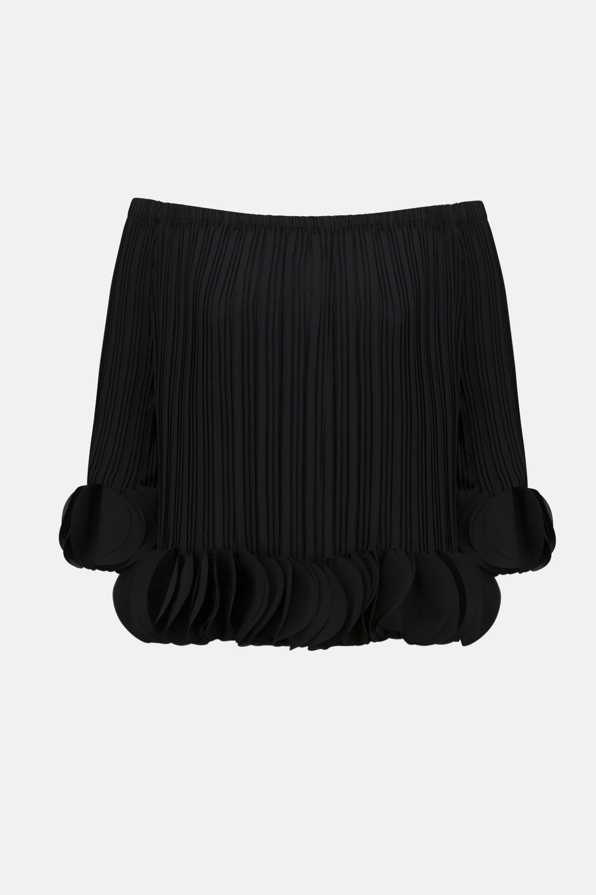 GEORGETTE OFF SHOULDER PLEATED TOP