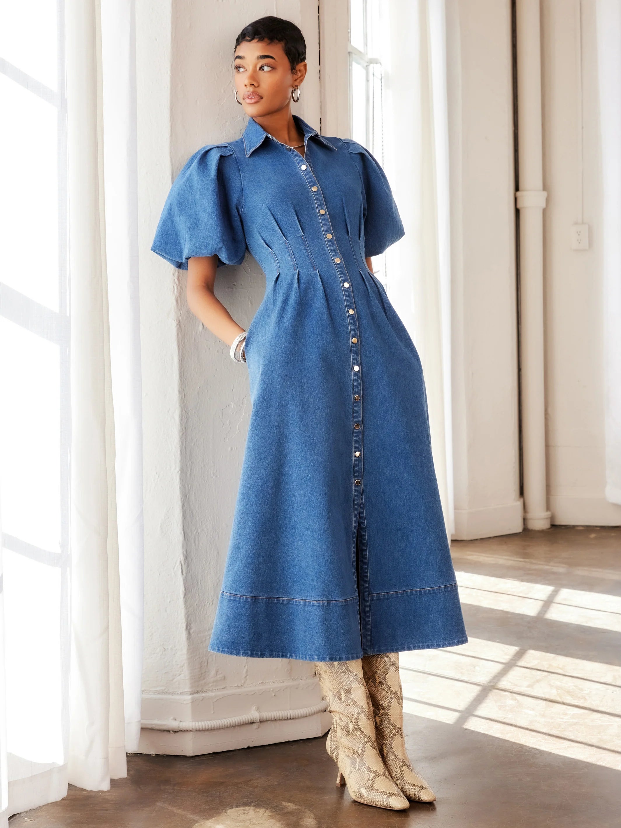 ESME MIDI SHIRTDRESS