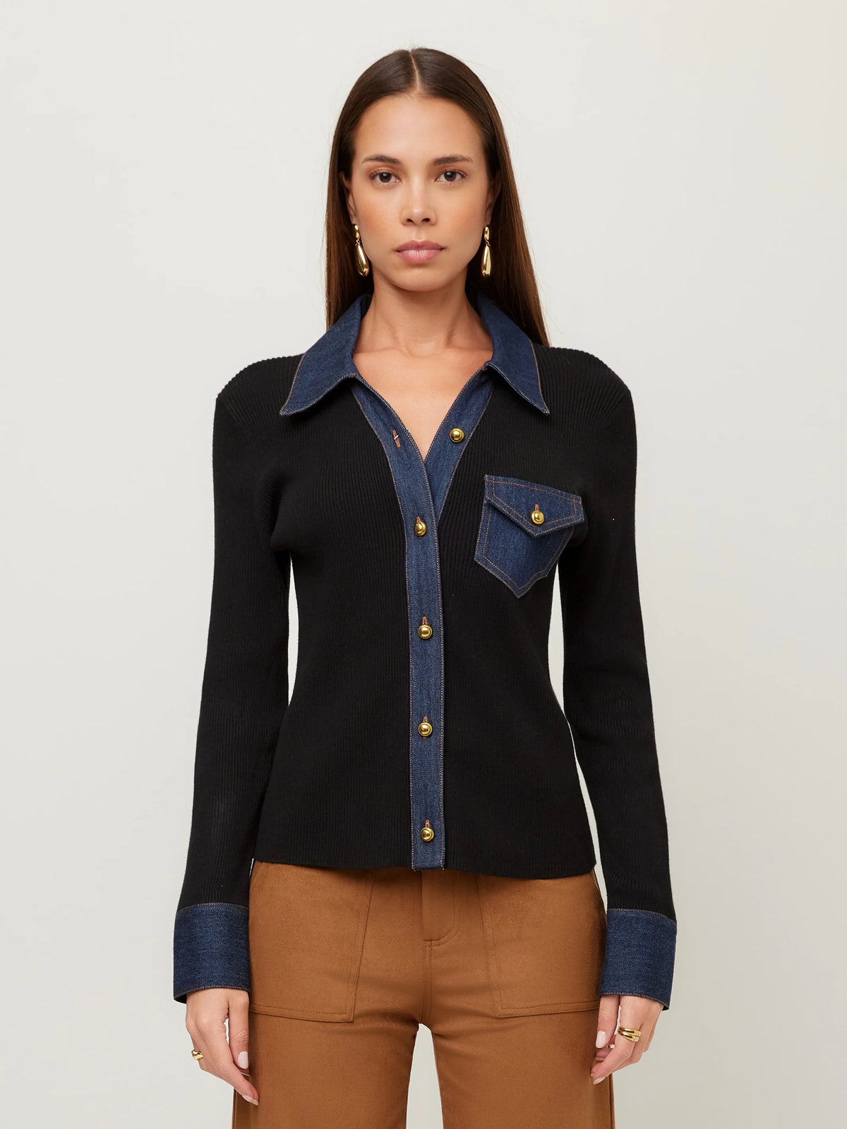Fifteen Twenty DENIM SWEATER TOP