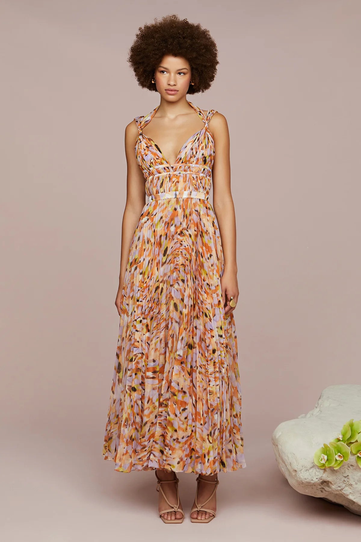 Amur PLEATED CHIFFON DRESS