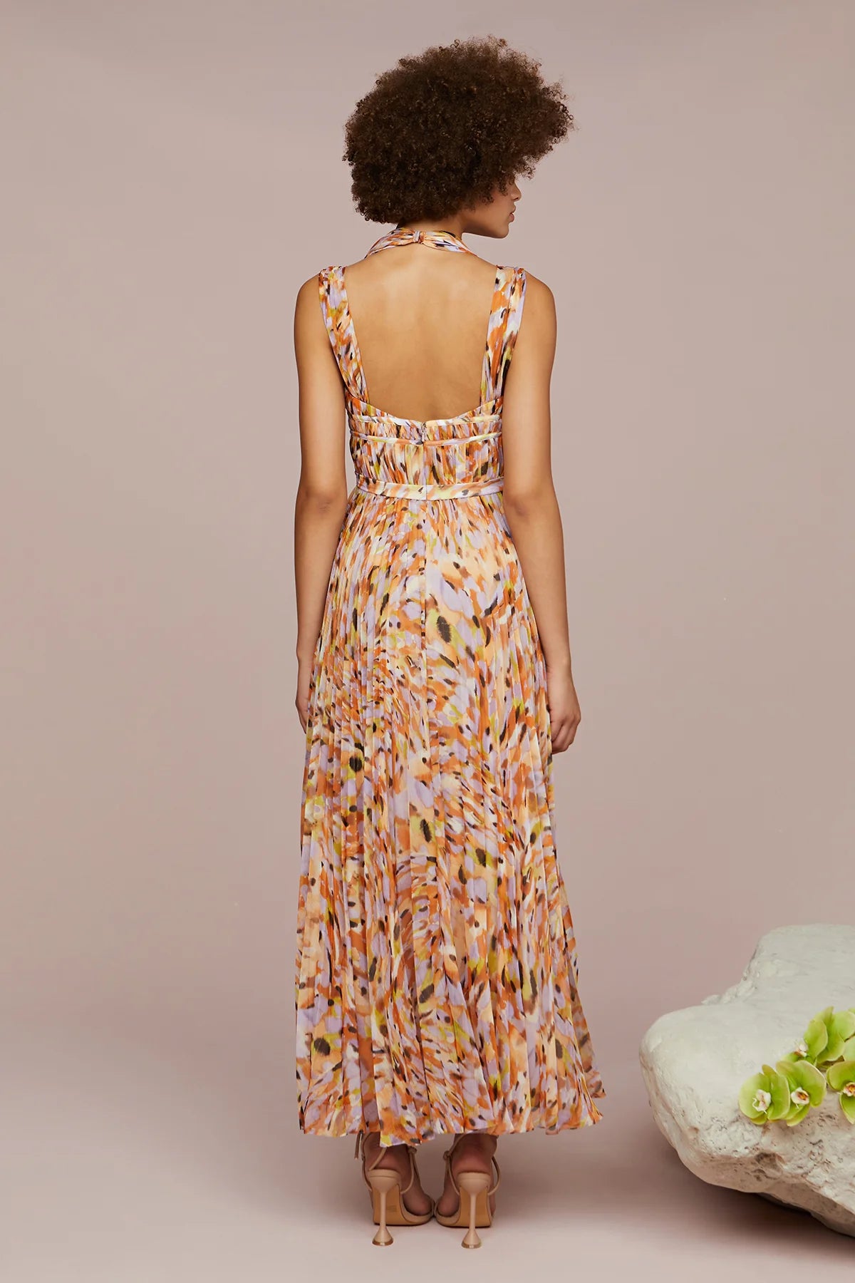 PLEATED CHIFFON DRESS