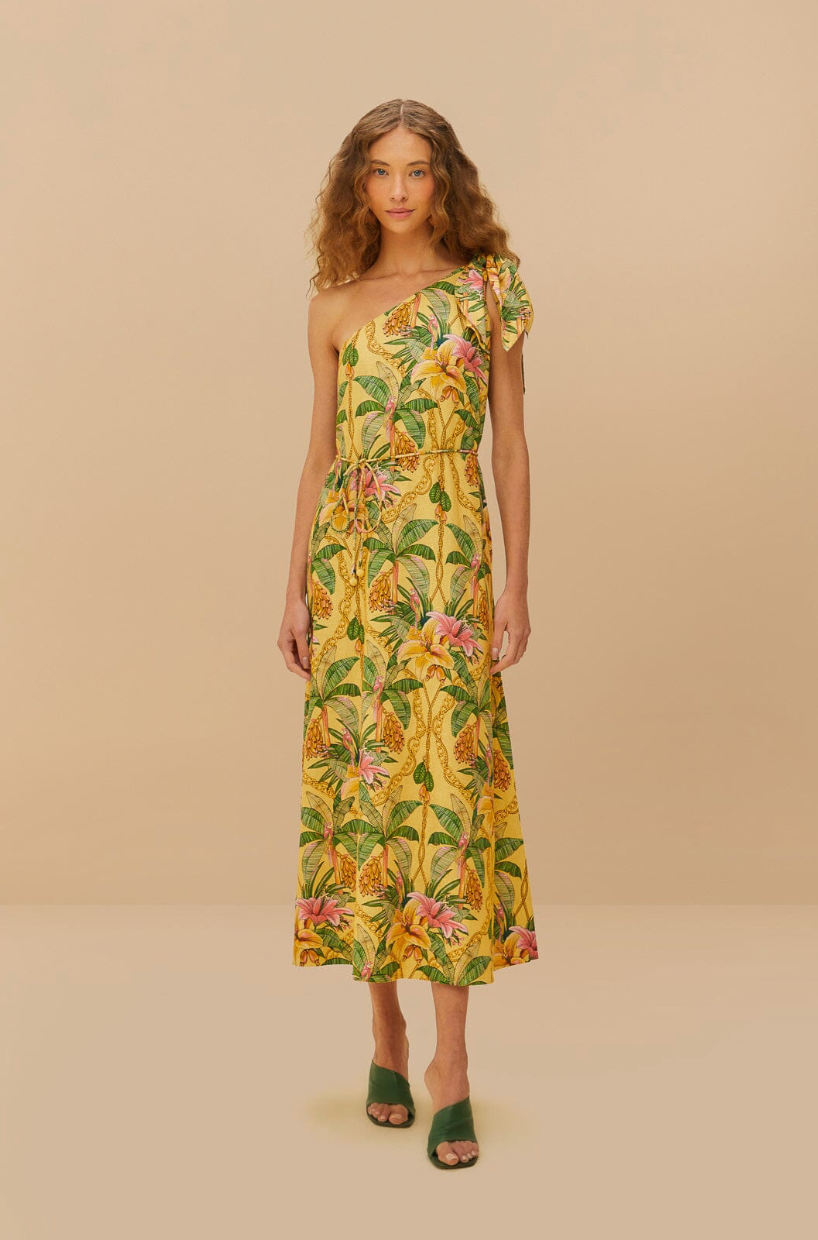 Farm Rio Yellow Tropical Paradise Lenzing™ Ecovero™ Euroflax™ Maxi Dress
