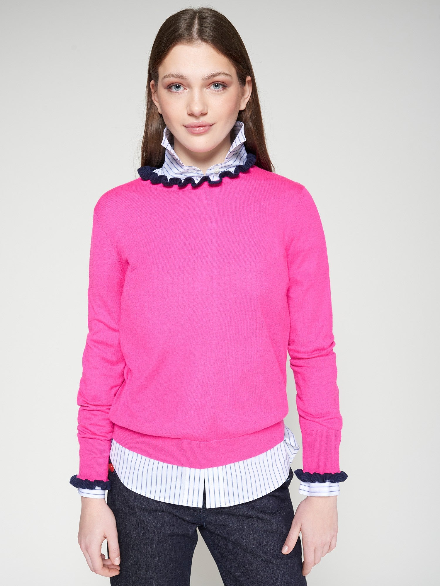 Vilagallo RUFFLE NECK SWEATER