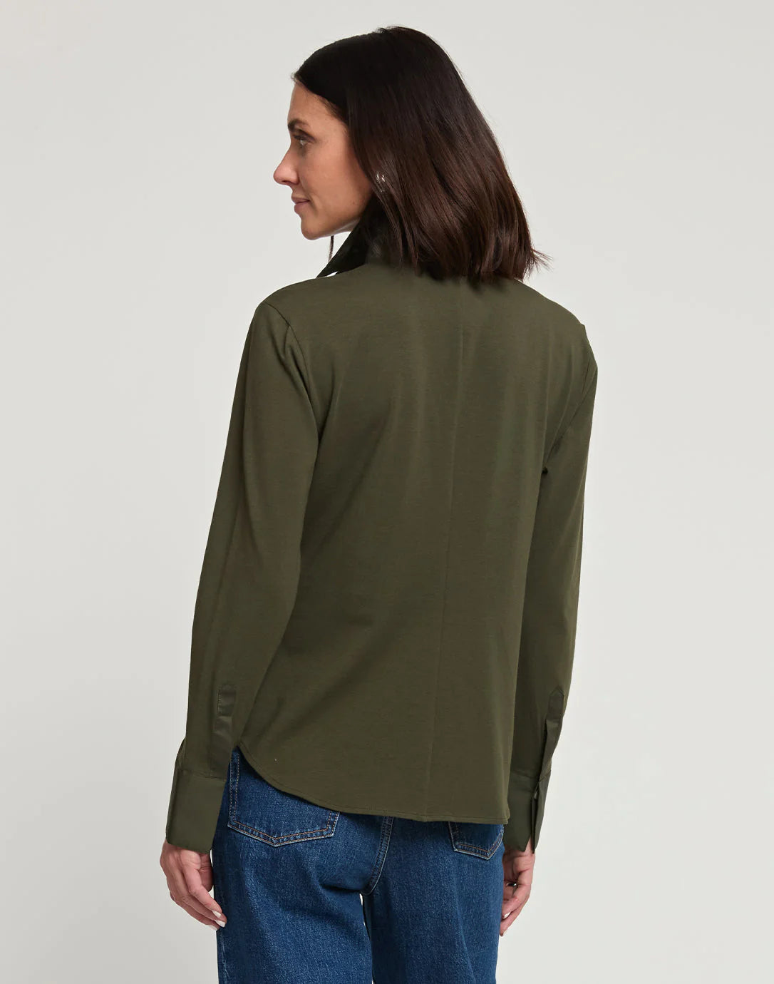 REBECCA LONG SLEEVE WOVEN/KNIT SHIRT