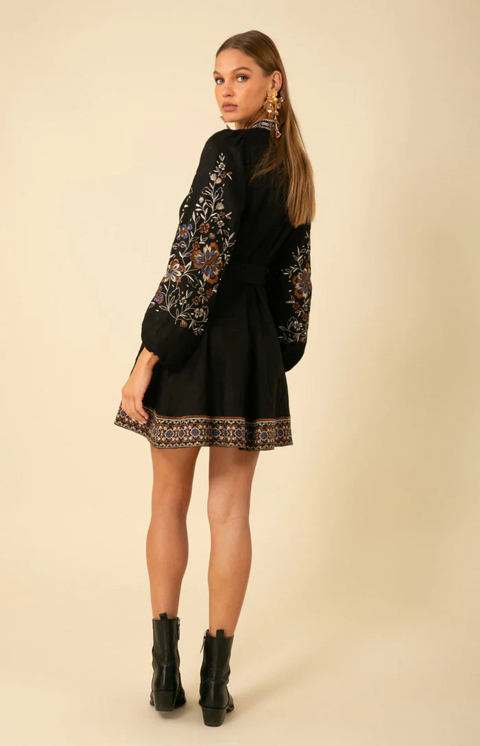 MELISSA BELTED EMBROIDERED DRESS