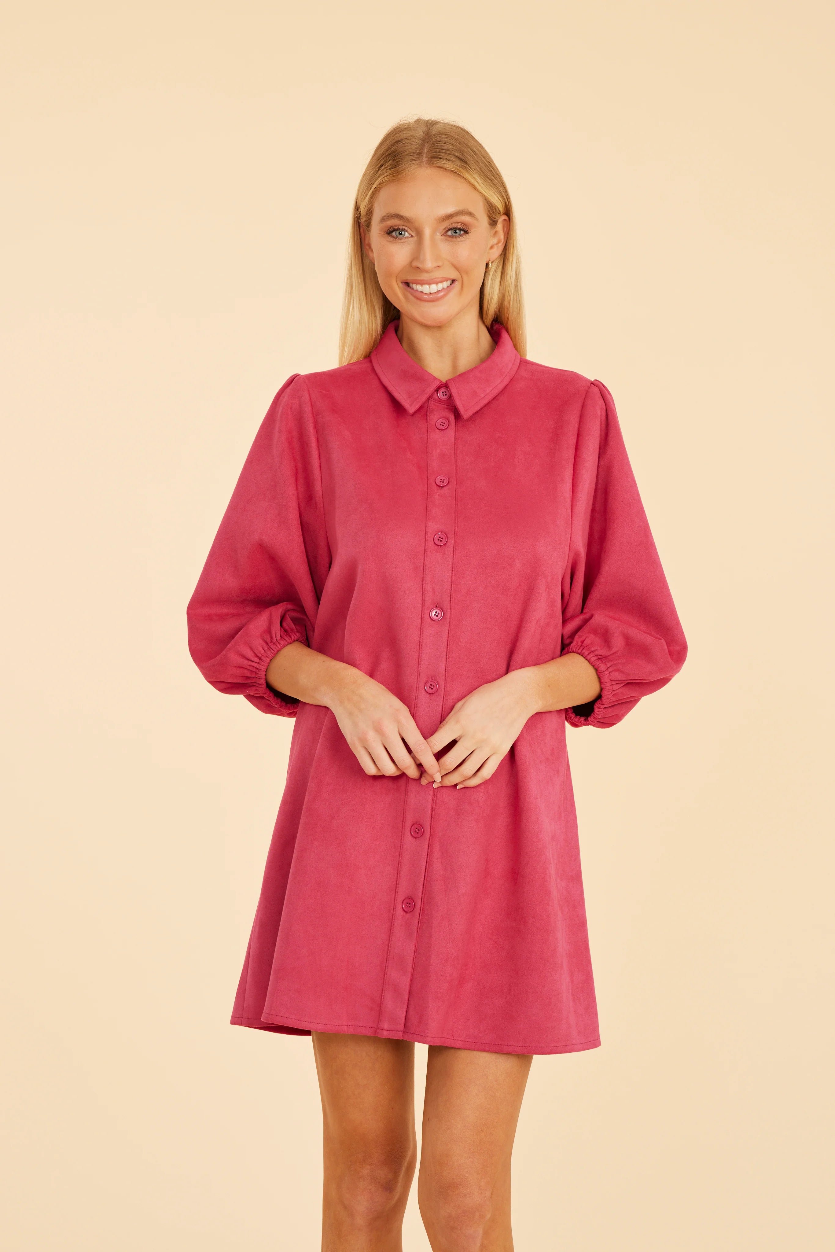 Dolce Cabo A-LINE PUFF SLEEVE SUEDE DRESS