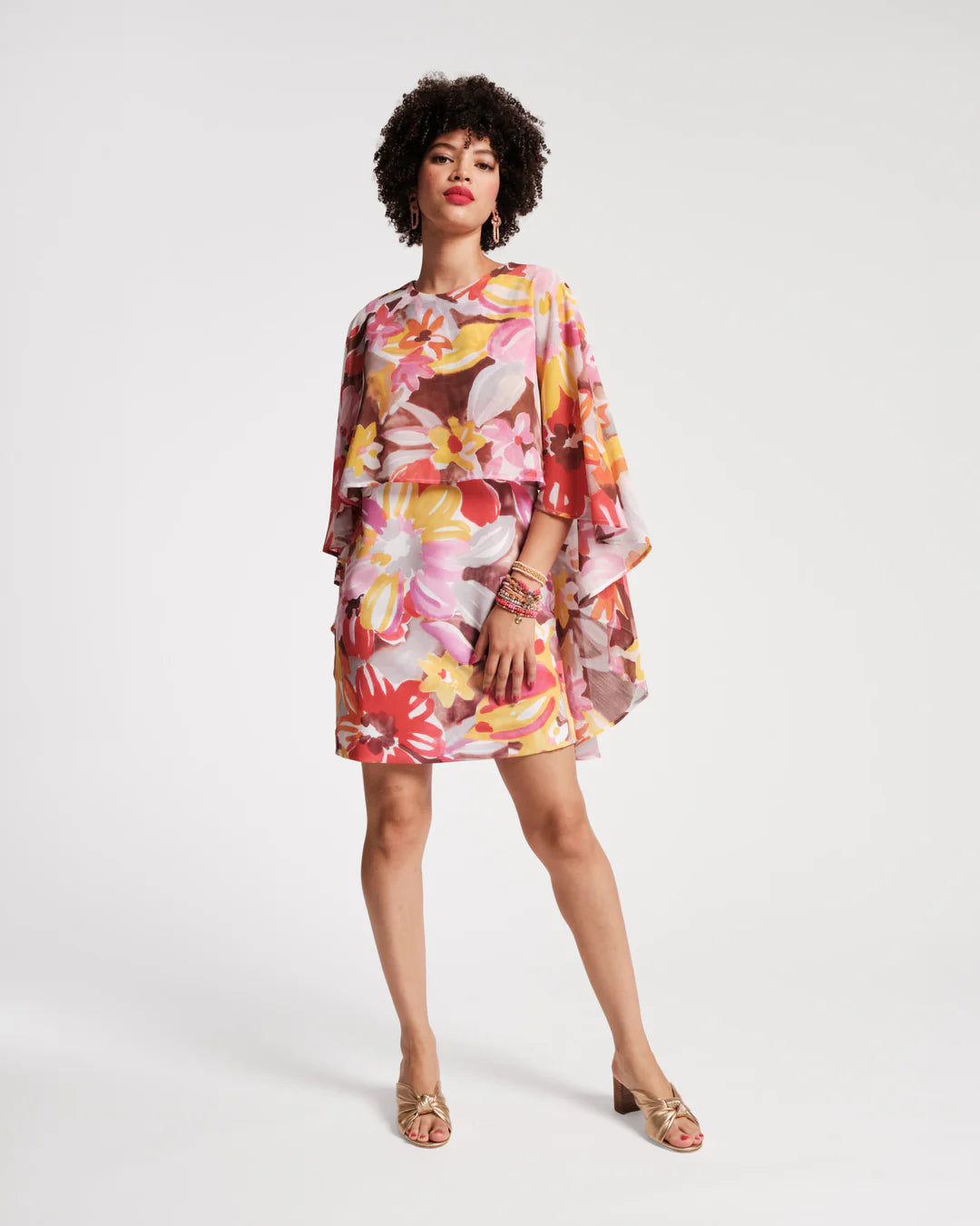 MINI CAPE DRESS SUN FLORAL