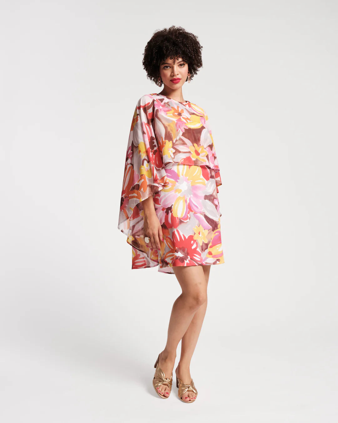 MINI CAPE DRESS SUN FLORAL