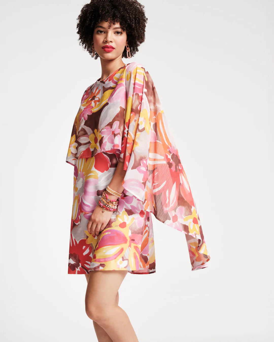 MINI CAPE DRESS SUN FLORAL