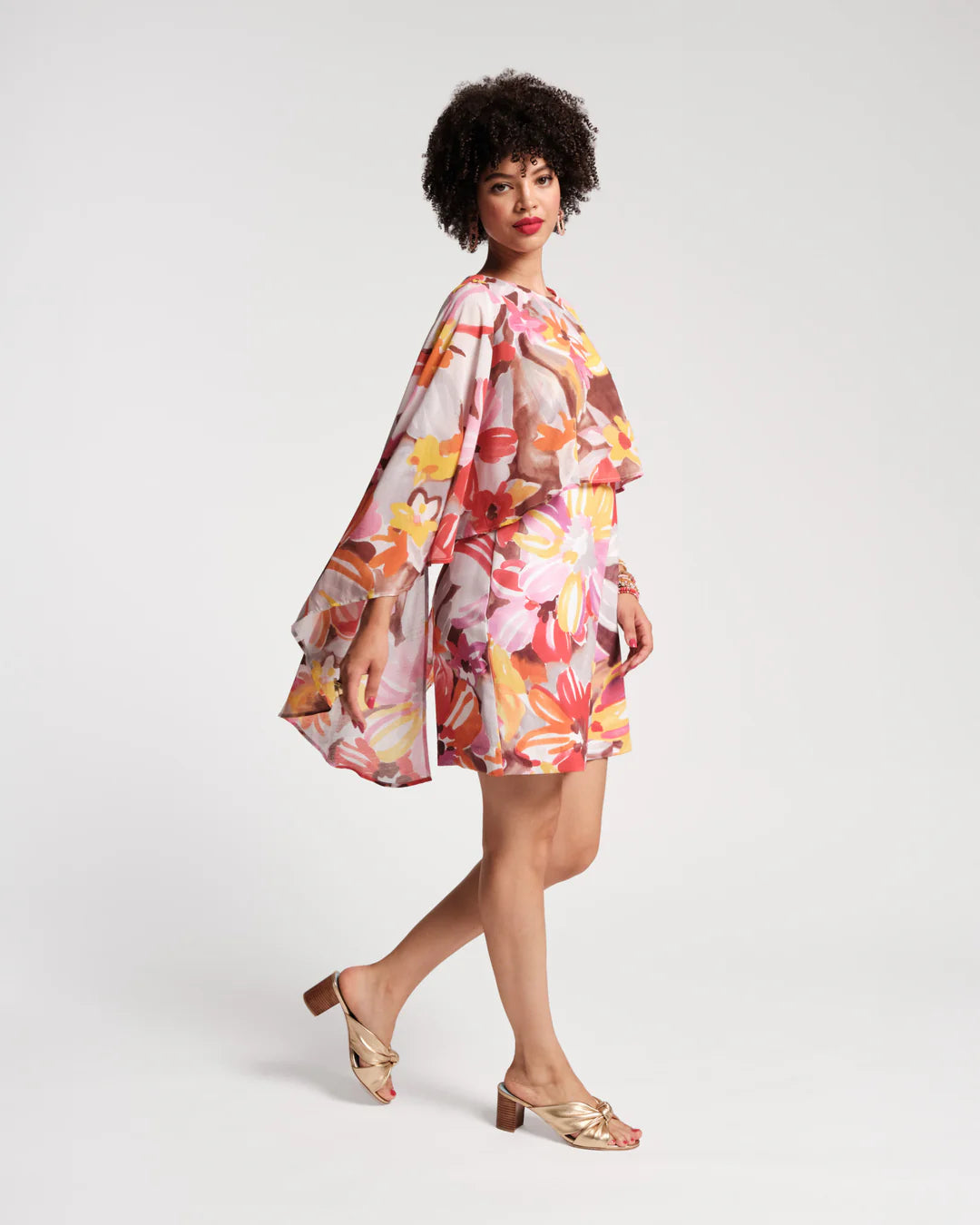 MINI CAPE DRESS SUN FLORAL