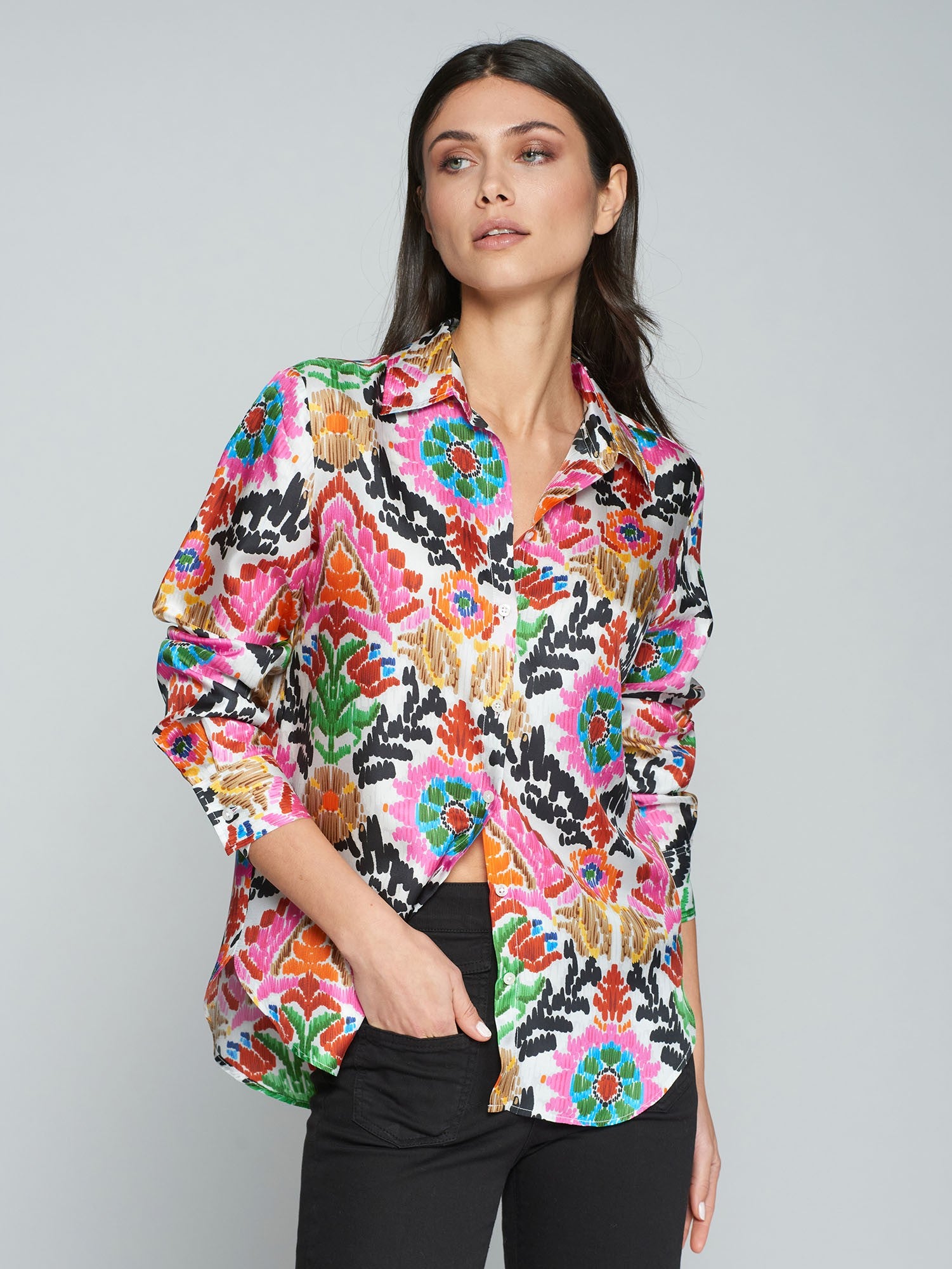 VILAGALLO GABBY SILK BLOUSE