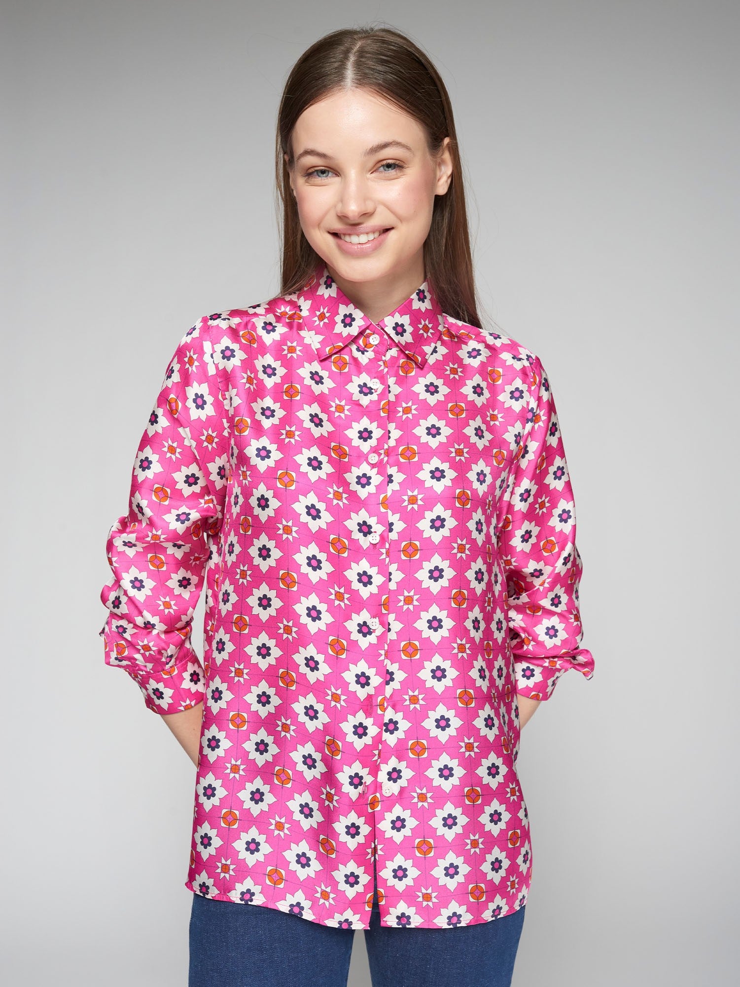 GEO SILK BLOUSE